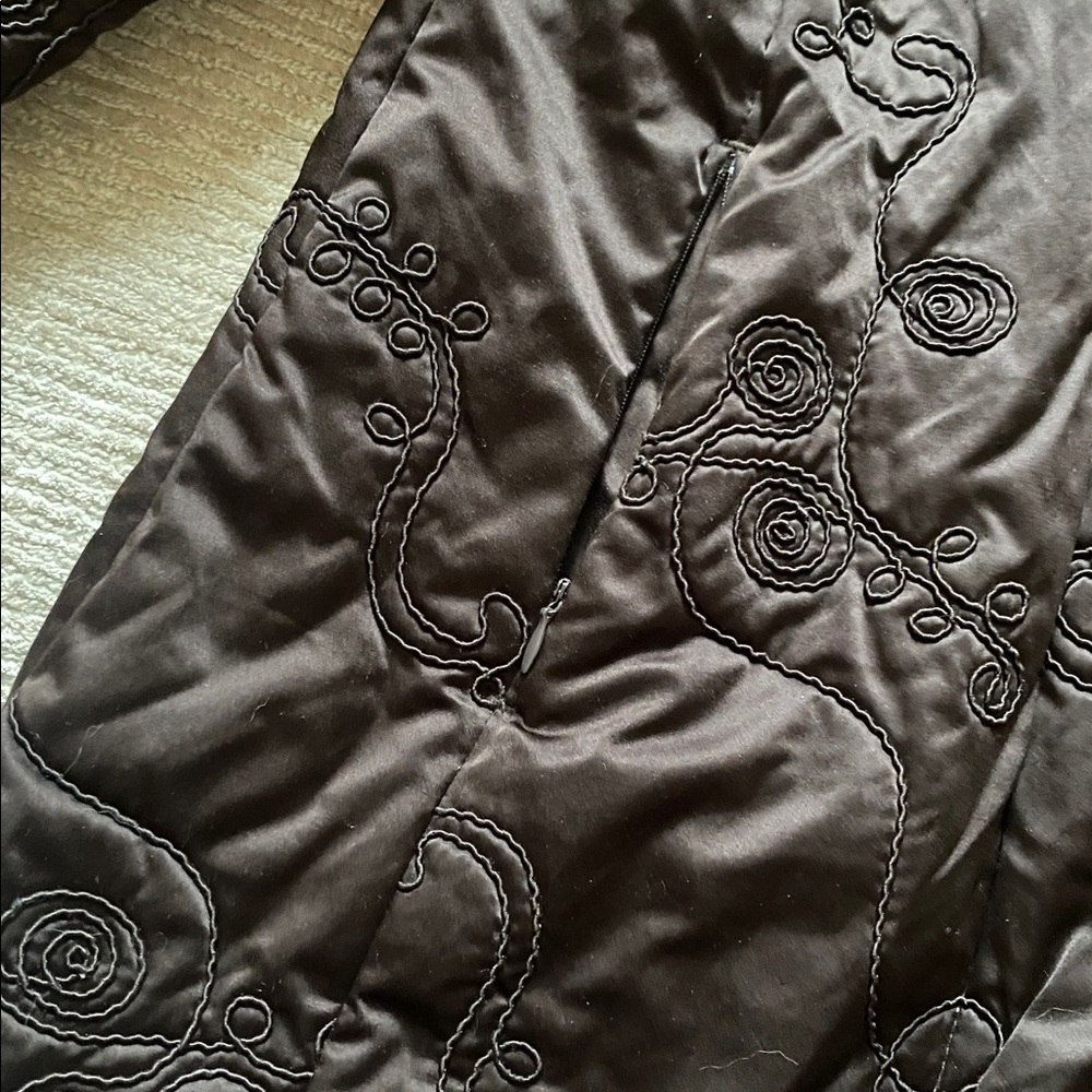 Dana Buchman Embroidered Brown Cotton Blend Puffer Coat Jacket Size L - Picture 5 of 8
